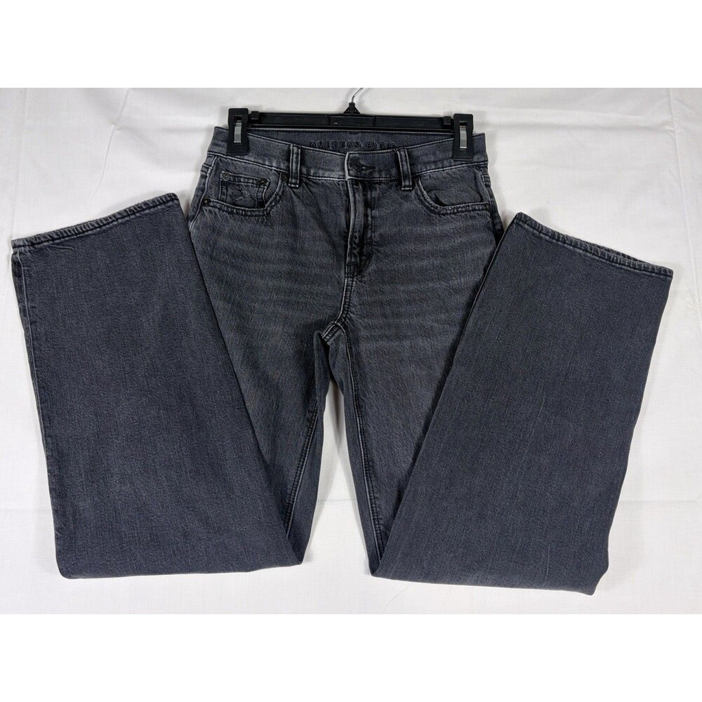 American Eagle Strigid Jeans Black Wash Denim Baggy Juniors Teen Girls Size 000